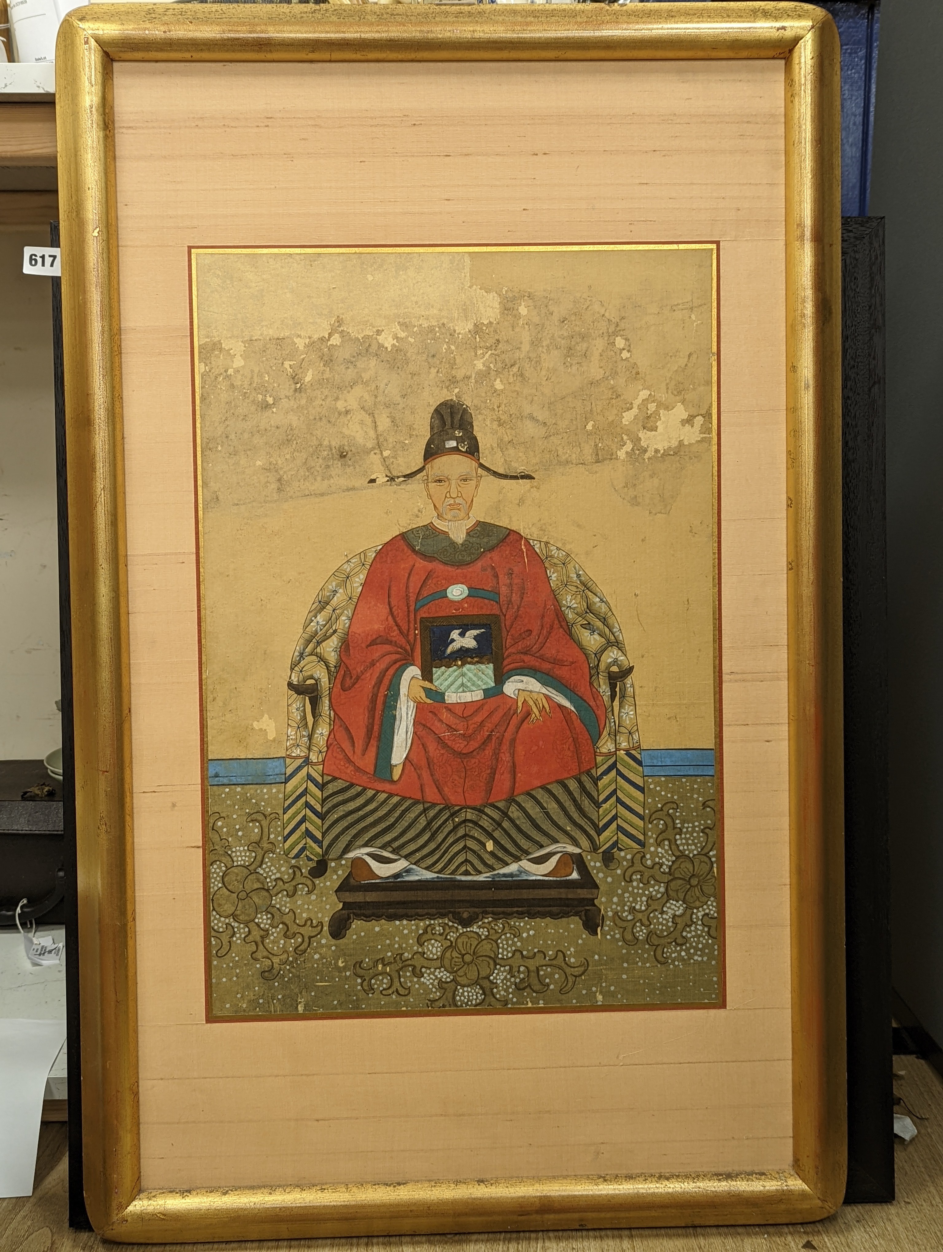 Korean School, ink and gouache on silk, Ancestor portrait, 60 x 41cm